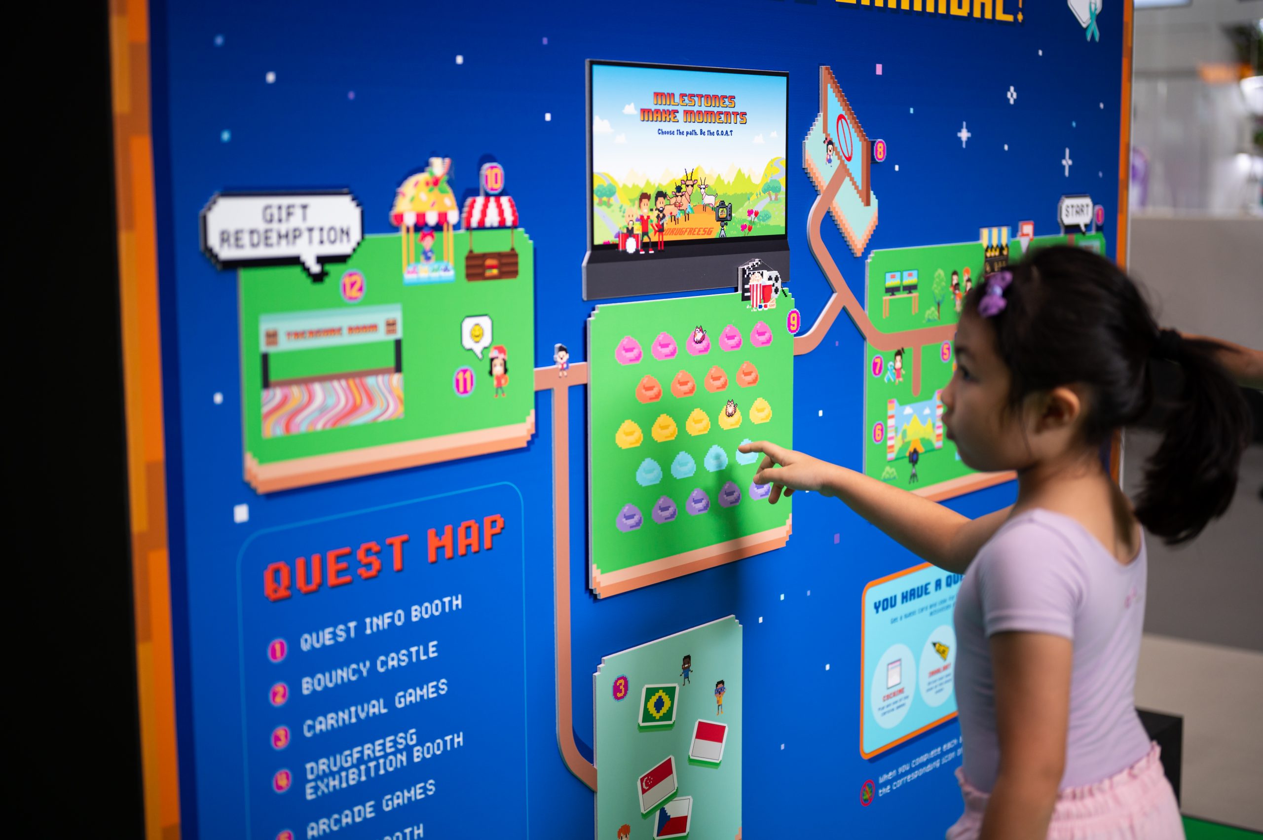 Event assets adopt the pixel art style popularised by Minecraft, which is easily recognised by children and adults alike