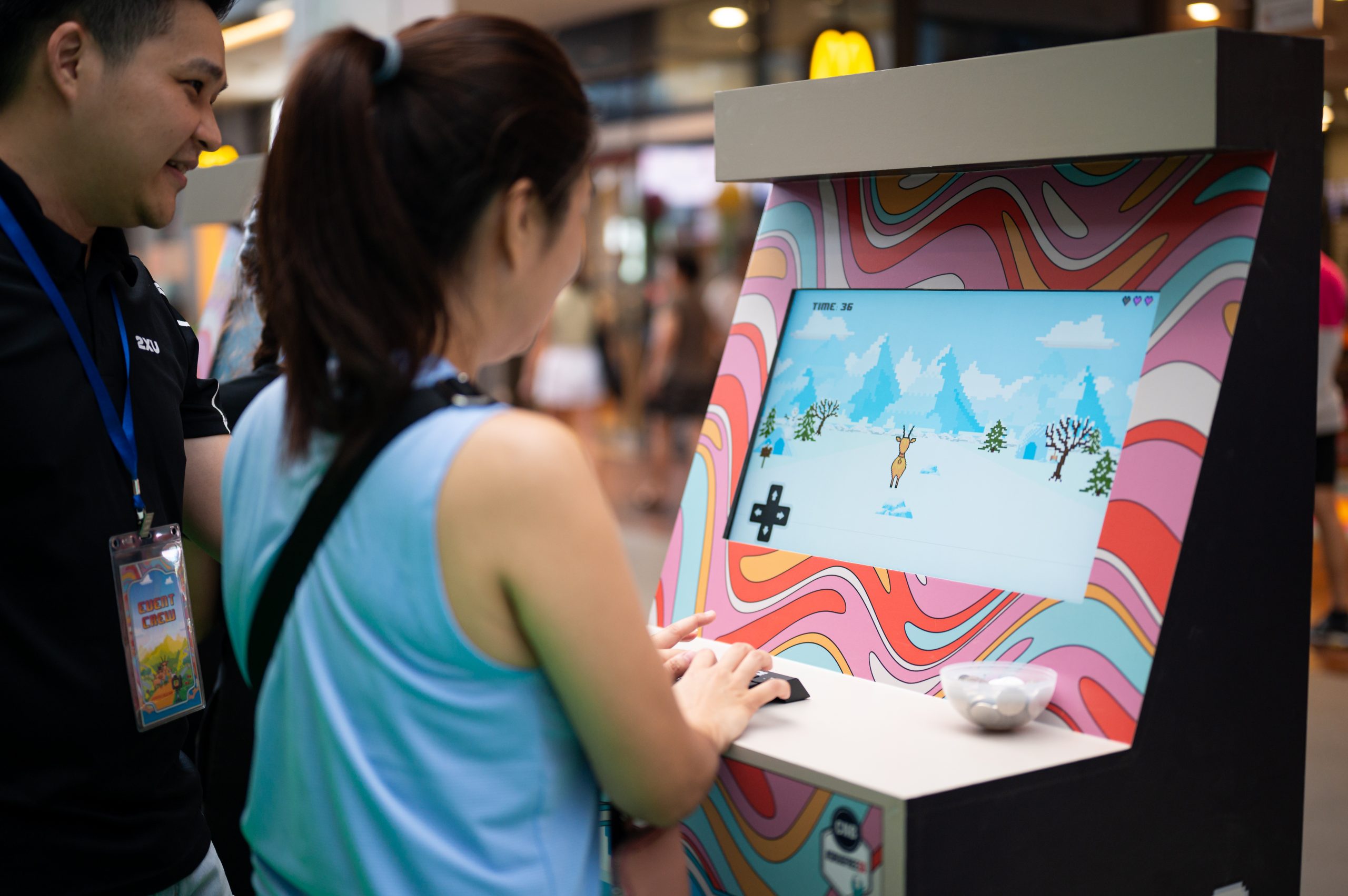 The video games were housed in a custom-built arcade machine to draw players in
